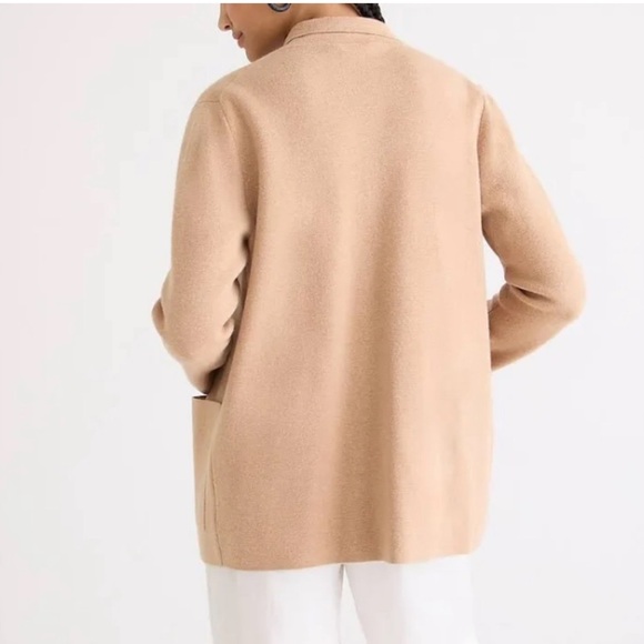 J. Crew Eloise Open Front Sweater Knit Blazer Jacket Minimalist Preppy Tan XL - Picture 2 of 10